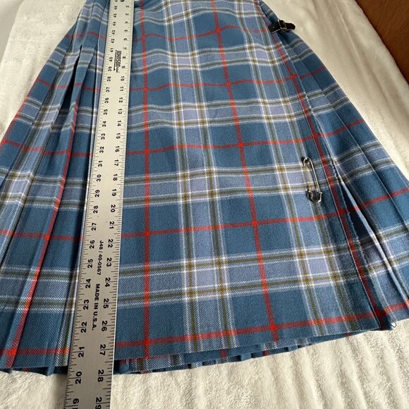 Glenisla Classics Women Plaid Tartan Kilt Skirt Size 14 Wool Blend Blue Scotland - Picture 6 of 6